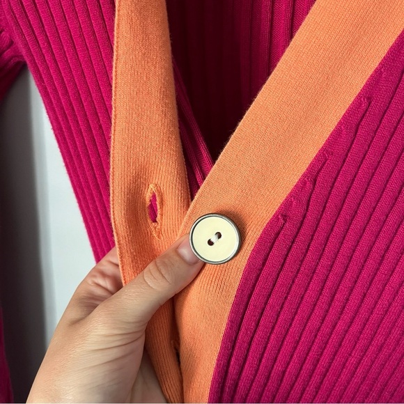 Old Navy Pink & Orange Ribbed Metal Button Cardigan Sweater Size Small - Picture 7 of 16